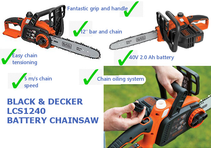 Black+decker 40V Max Cordless Chainsaw 12-Inch (LCS1240)